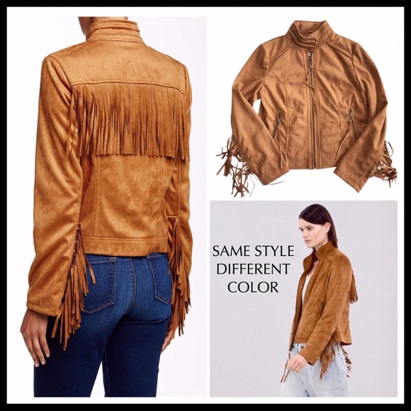 BLACK FRINGE VEGAN SUEDE MOTO BOMBER JACKET - Picture 5 of 8